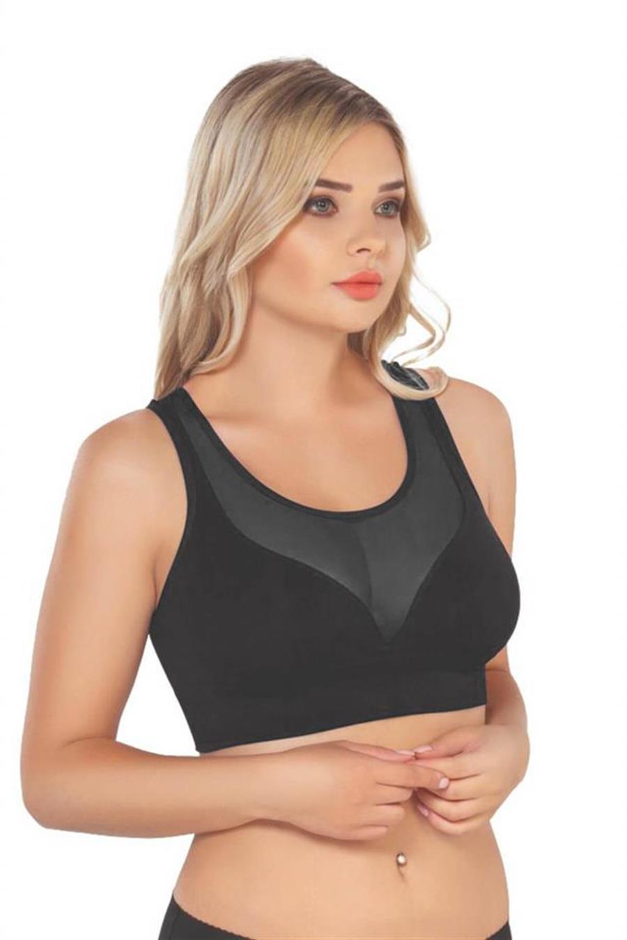 Emay 4028 Siyah Seamless Tül Toparlayıcı Sütyen Korse