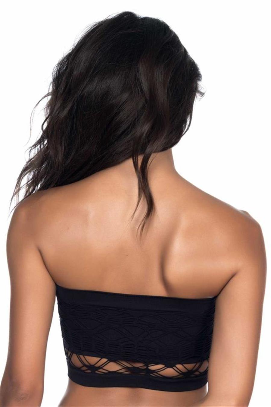 Emay 4050 Siyah Double Örgü Straplez Korse