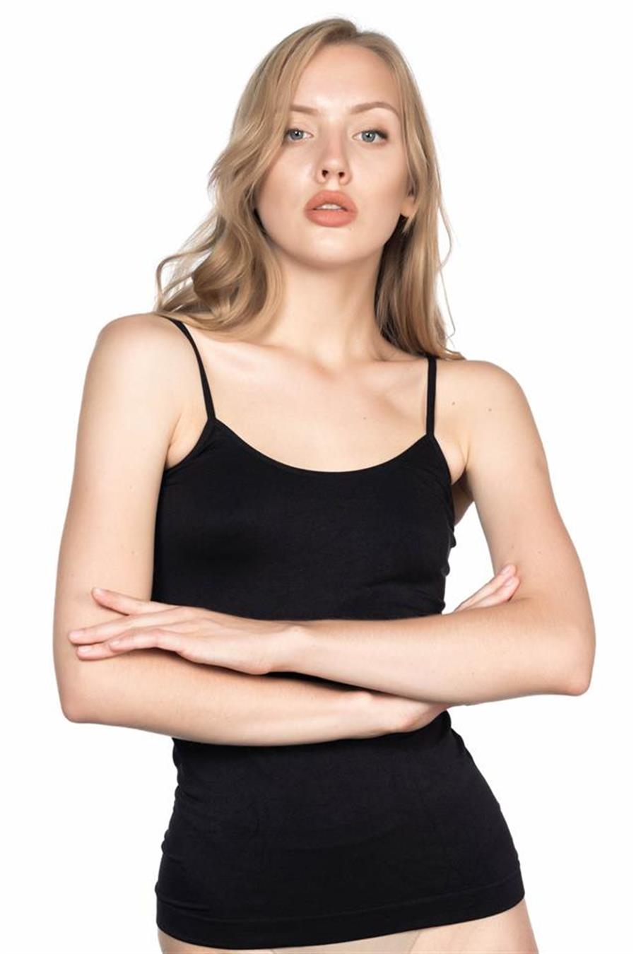 Emay 5001 Siyah Soft İp Askılı Uzun Atlet