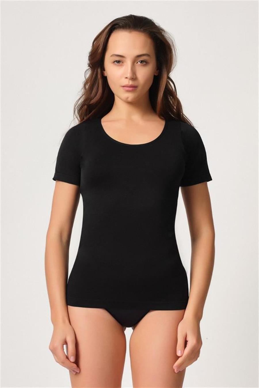 Emay 5004 Siyah Soft Yarım Kollu Atlet