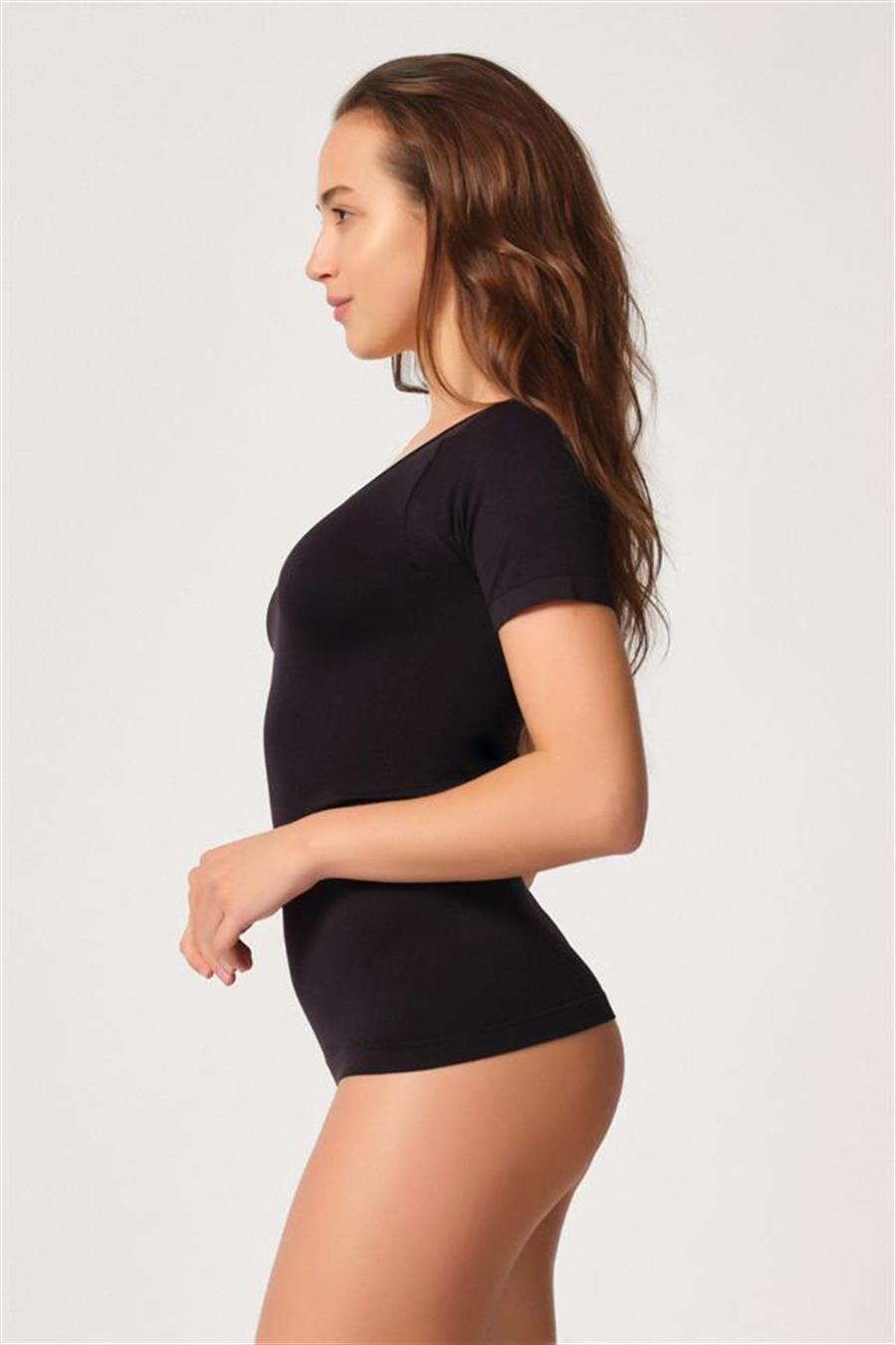 Emay 5004 Siyah Soft Yarım Kollu Atlet