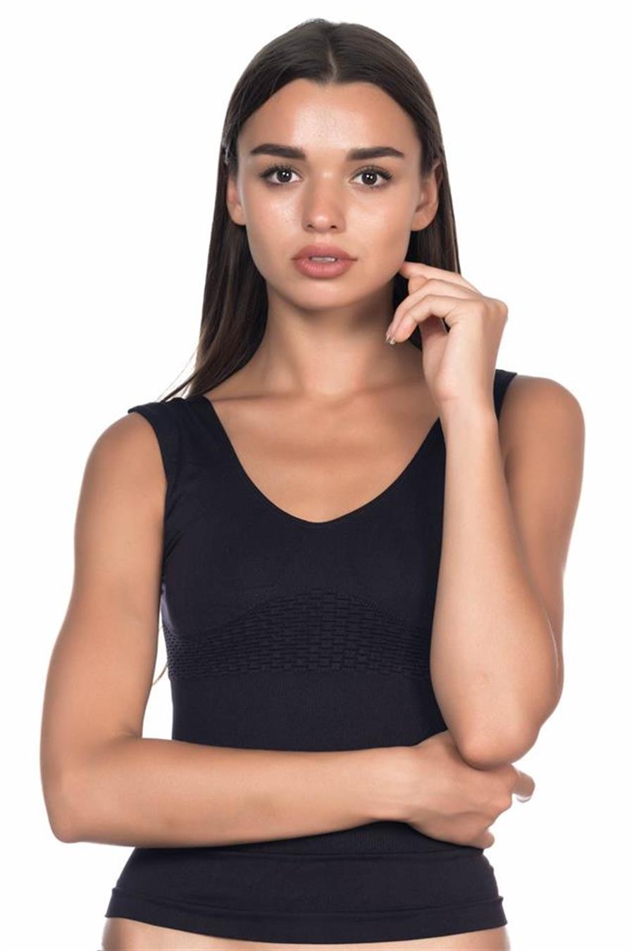 Emay 5012 Siyah Dikişsiz Korse Atlet