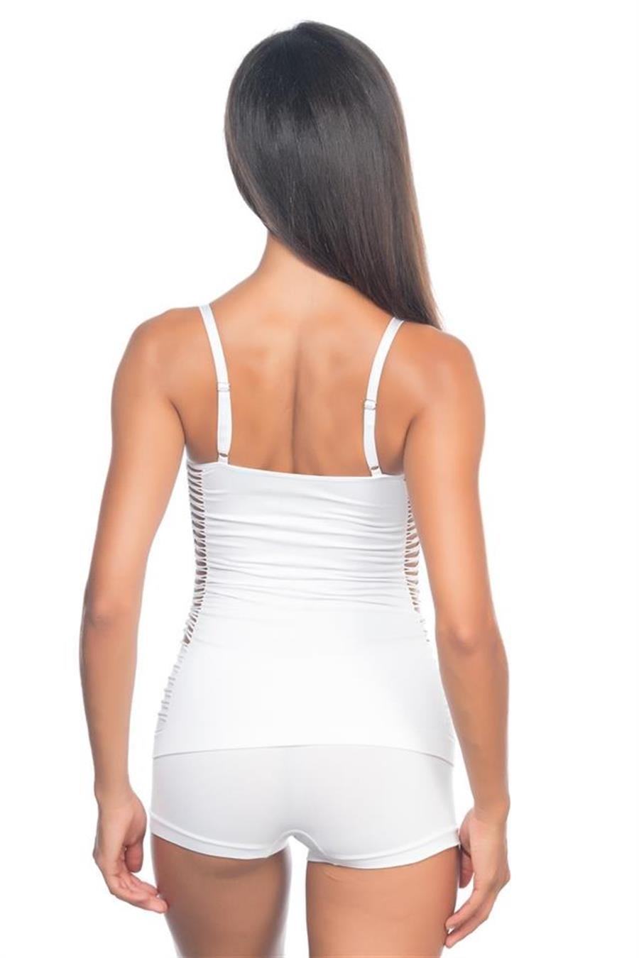 Emay 5037 Beyaz İp Askılı Fantazi Atlet Korse