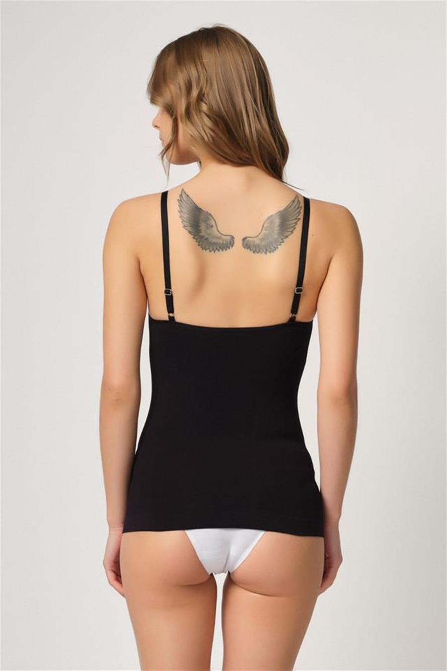 Emay 5038 Siyah İp Askılı Fantazi Atlet Korse