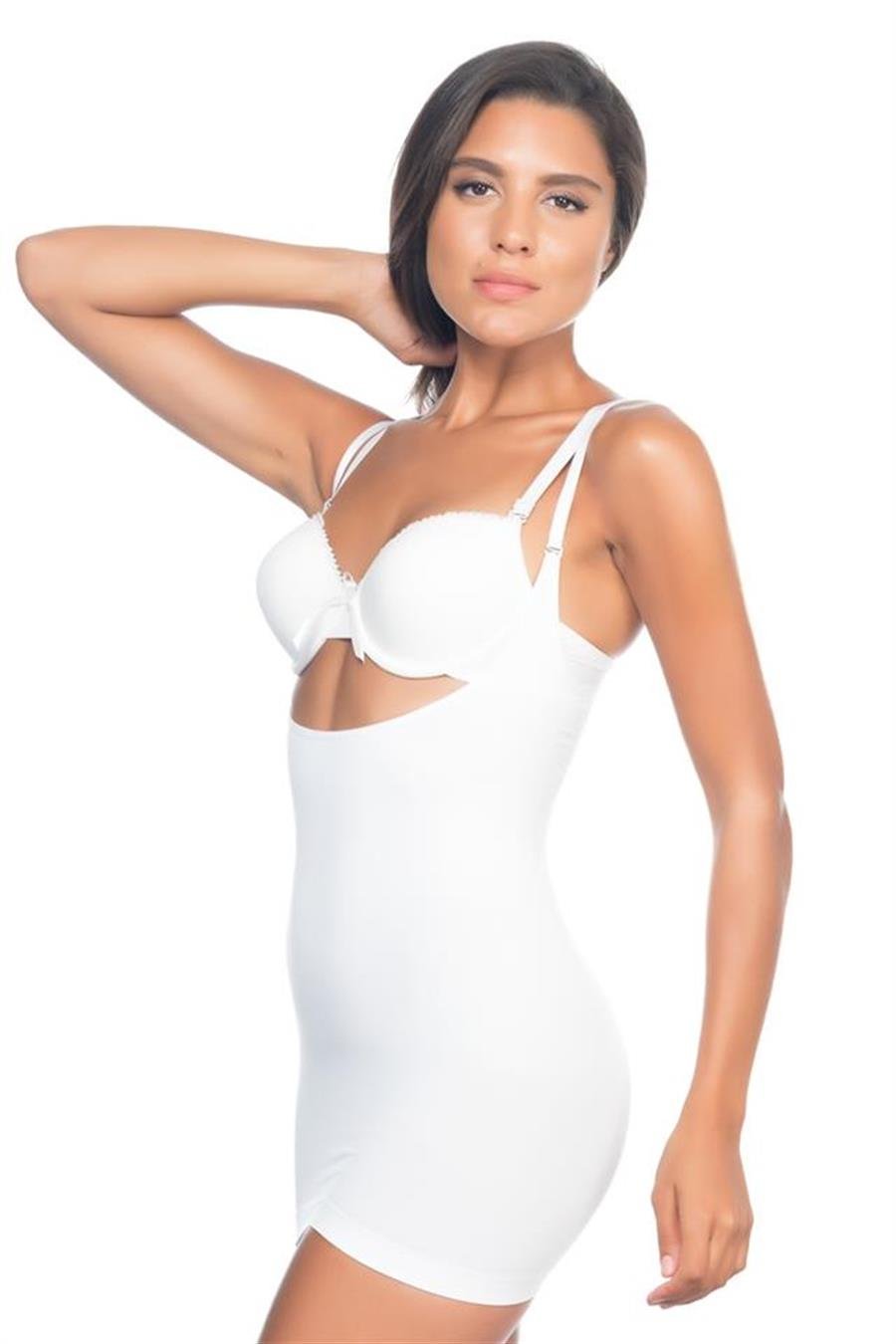 Emay 5043 Beyaz Göğsü Açık Masajlı Korse