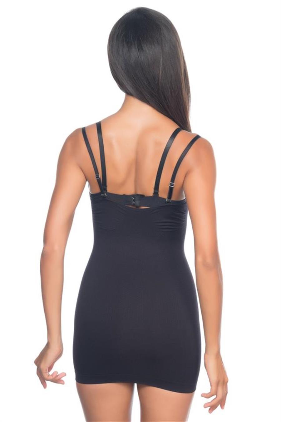 Emay 5043 Siyah Göğsü Açık Masajlı Korse