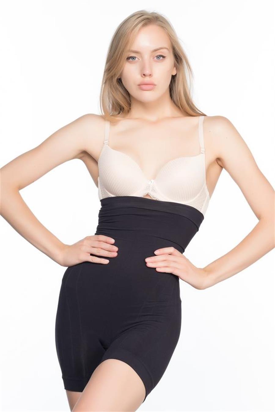 Emay 7026 Siyah İnce Yüksek Bel Paçalı Korse