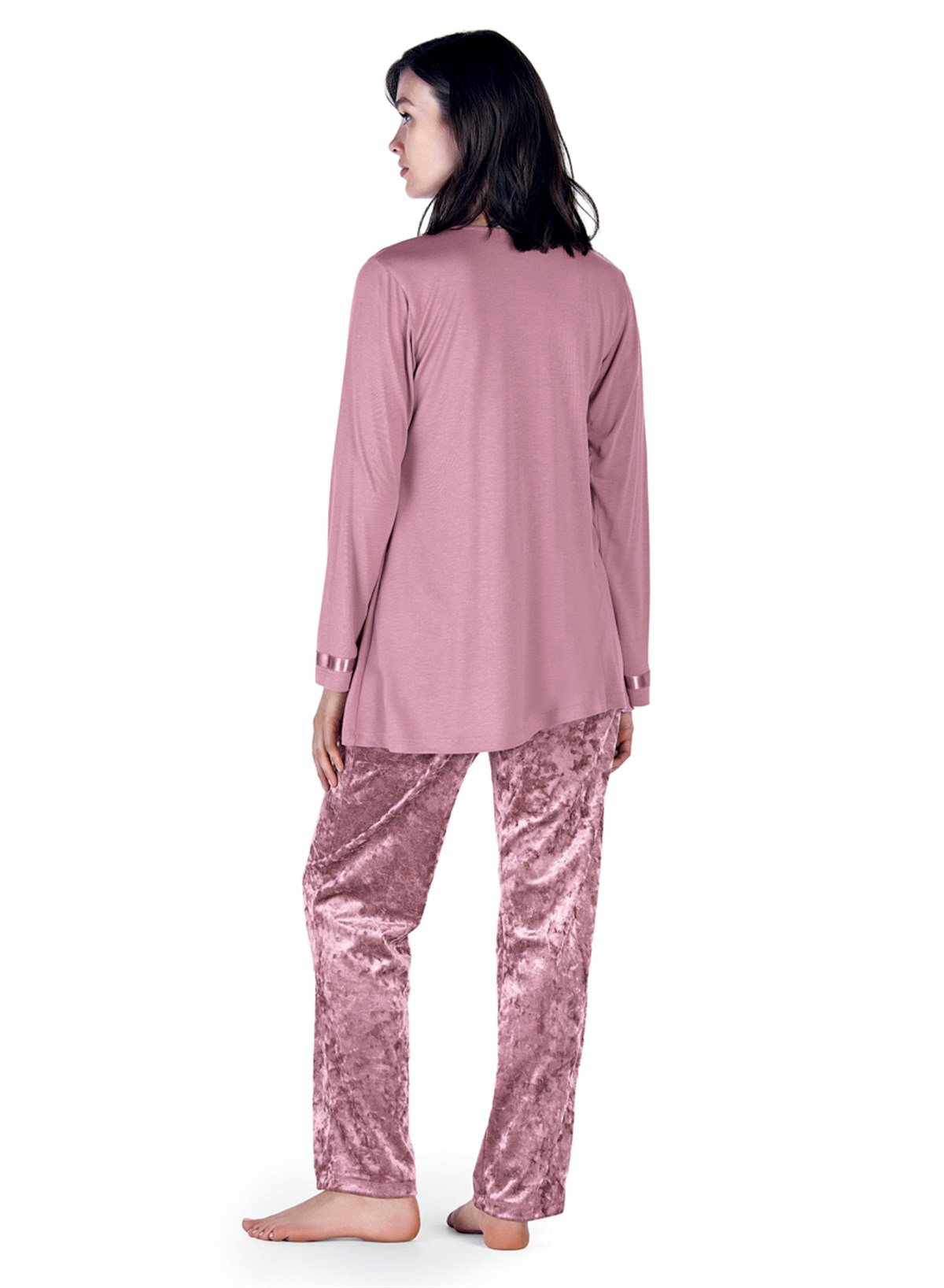 Kadife 3'lü Sabahlık Pijama Takımı (Artış 5309)