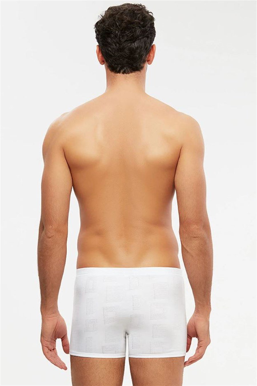 Kom Andrea Beyaz Modal Jakar Desenli Erkek Boxer