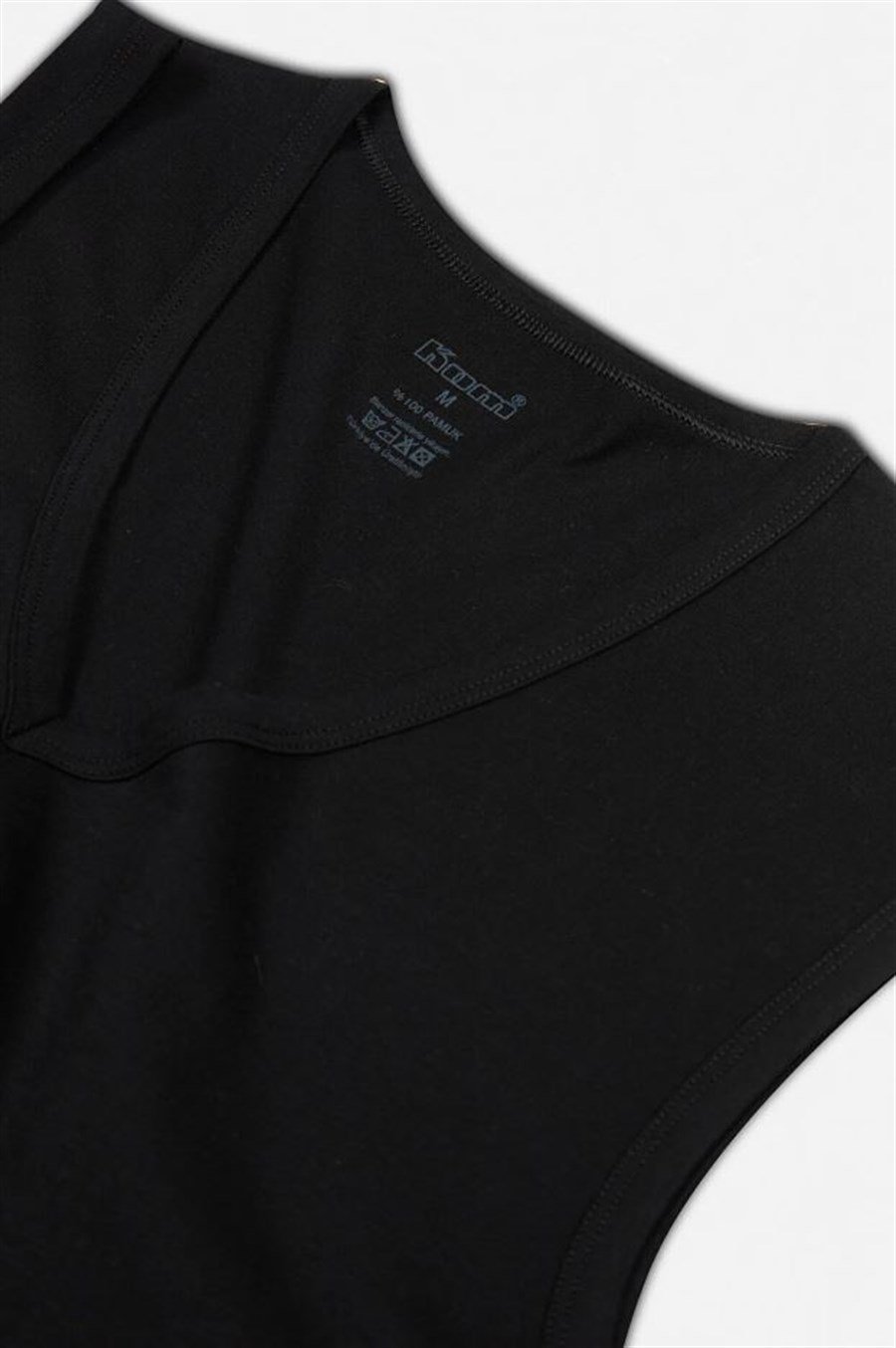 Kom Barry 2'li Siyah V Yakalı Pamuk Erkek Atlet