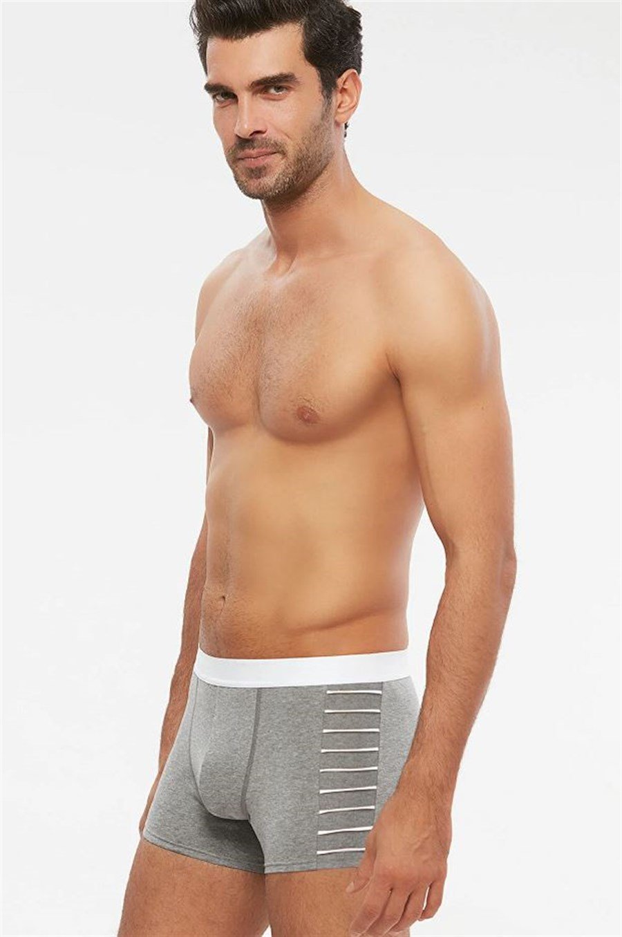 Kom Contra Gri Pamuklu Parçalı Erkek Boxer