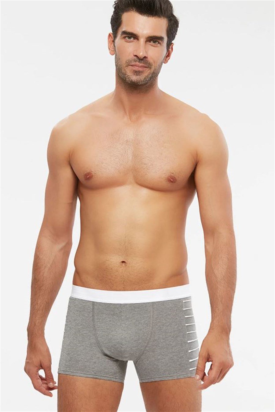 Kom Contra Gri Pamuklu Parçalı Erkek Boxer