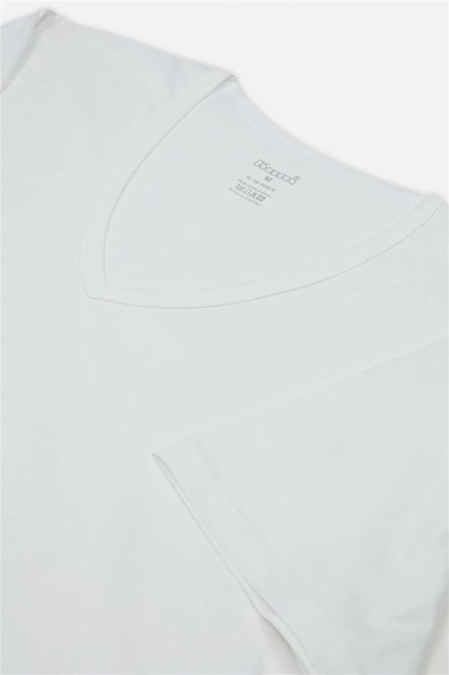 Kom Enrico 2'li Beyaz V Yaka Pamuk Erkek Tshirt