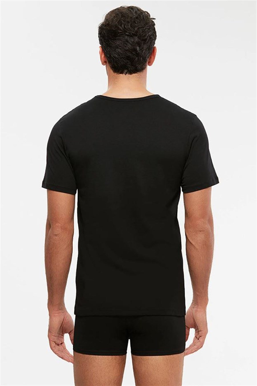 Kom Hulio 2'li Siyah Bisiklet Yaka Erkek Tshirt