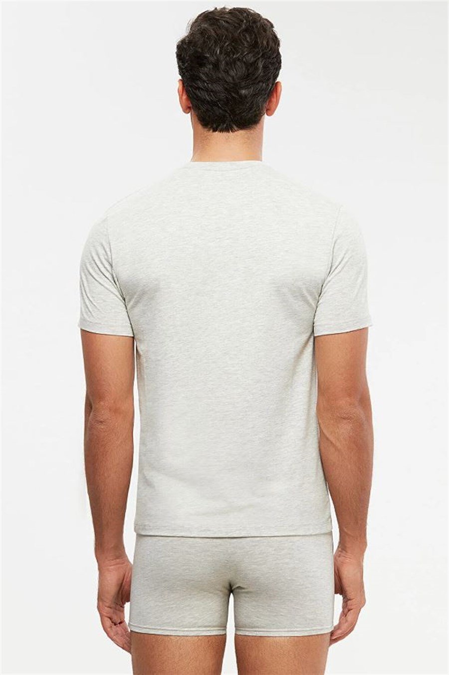 Kom James 2'li Gri Bisiklet Yaka Basic Erkek Tshirt