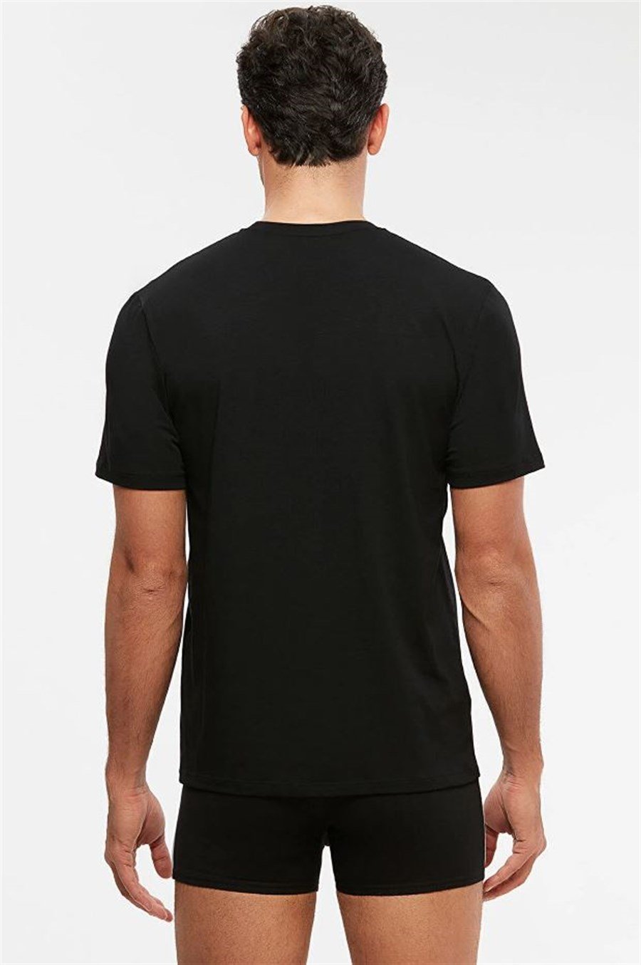 Kom James 2'li Siyah Bisiklet Yaka Basic Erkek Tshirt