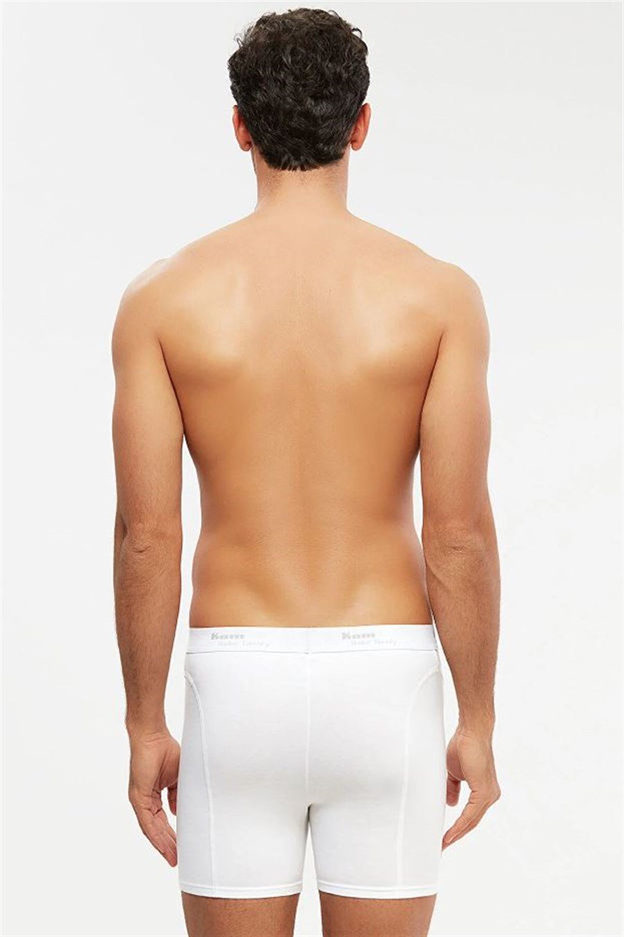 Kom Long Beyaz Çift Düğmeli Uzun Erkek Boxer