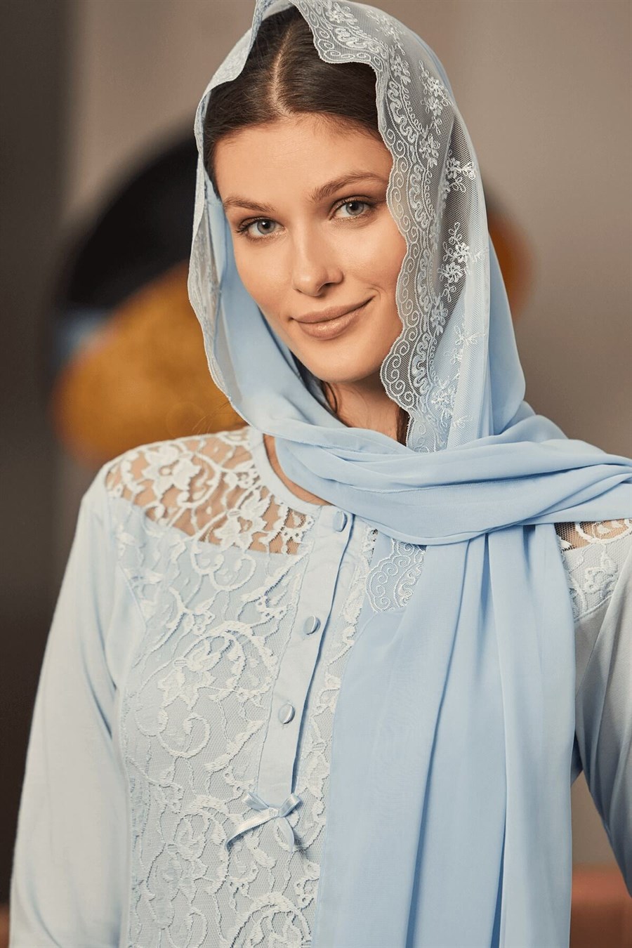 Mecit 0016 Mavi Şifon Şal