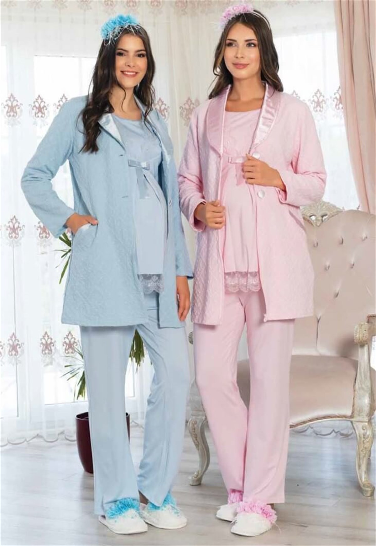 Mecit 5105 Lohusa Üçlü  Pijama Takımı