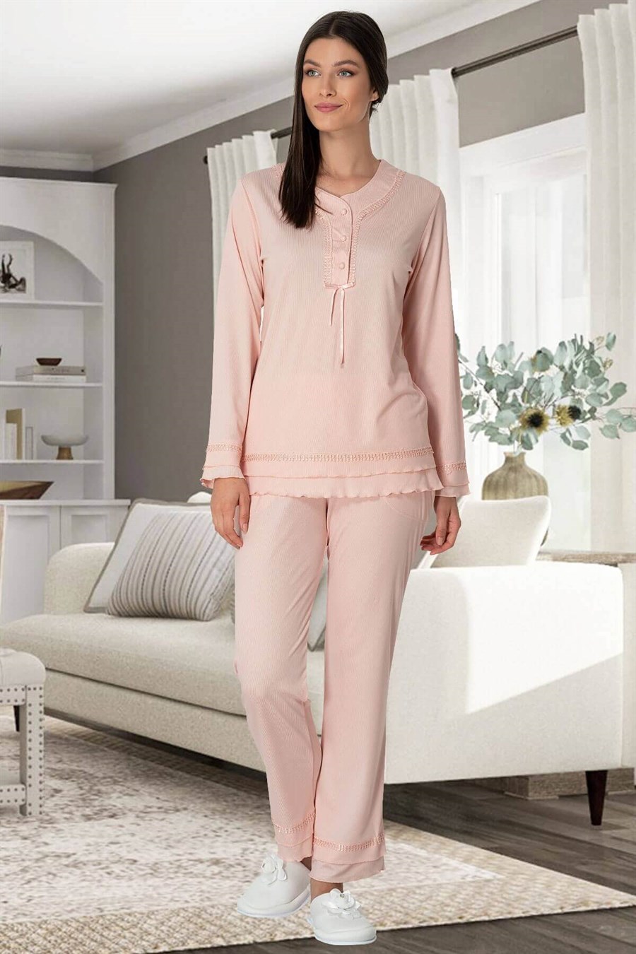 Mecit 5356 Sabahlık Gecelik Pijama Takım Lohusa Set