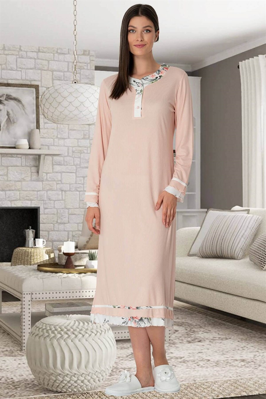 Mecit 5356 Sabahlık Gecelik Pijama Takım Lohusa Set
