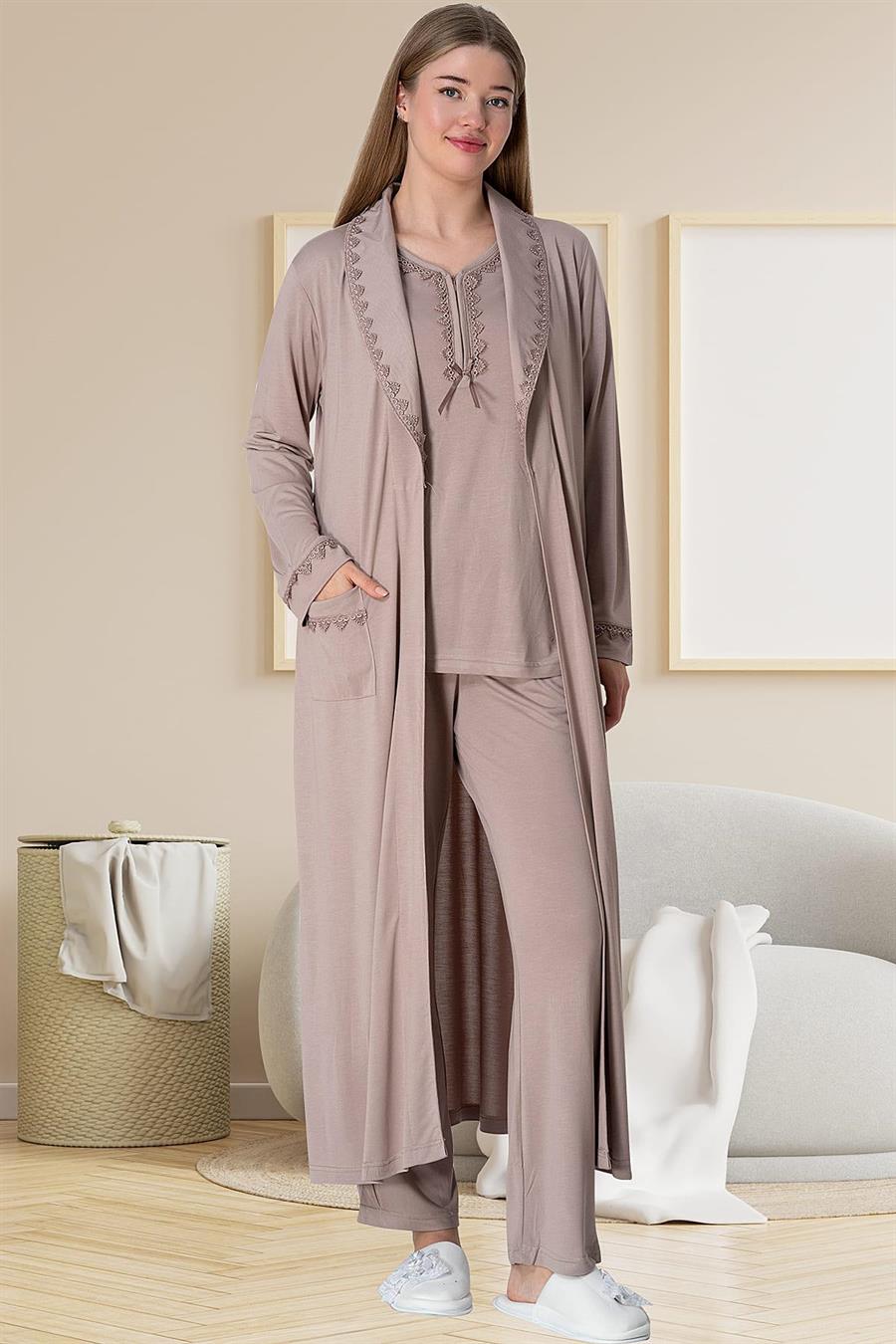 Mecit 5910 Vizon Sabahlıklı Pijama Takımı