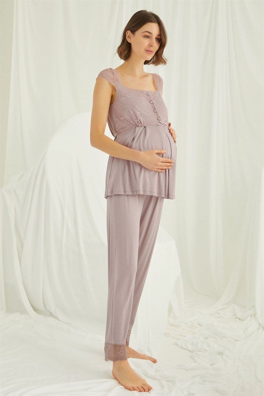 Monamise 18440 Vizon Hamile Lohusa Pijama Takımı