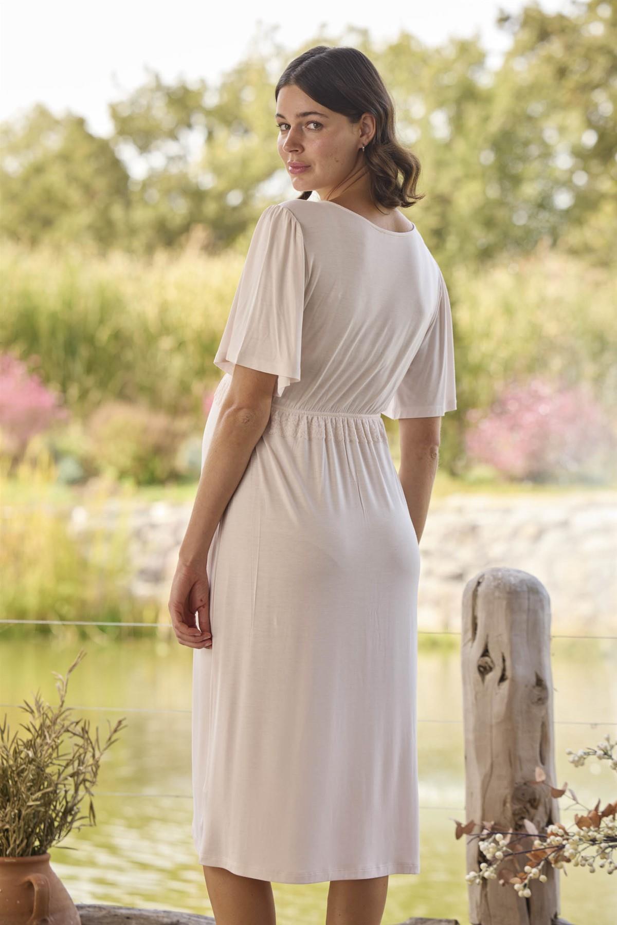 Monamise 24078 Pudra Dantelli Hamile Lohusa Gecelik