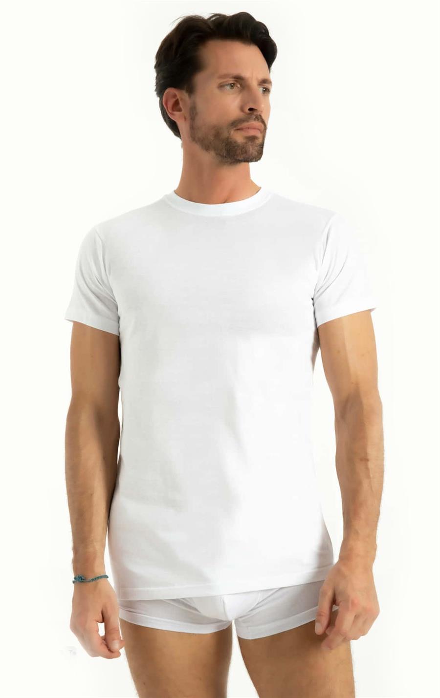 Q-En 1003 Beyaz Pamuk Amerikan Yaka Atlet