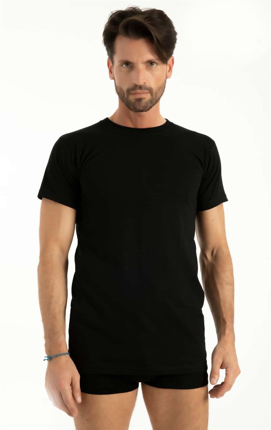 Q-En 1003 Siyah Pamuk Amerikan Yaka Atlet