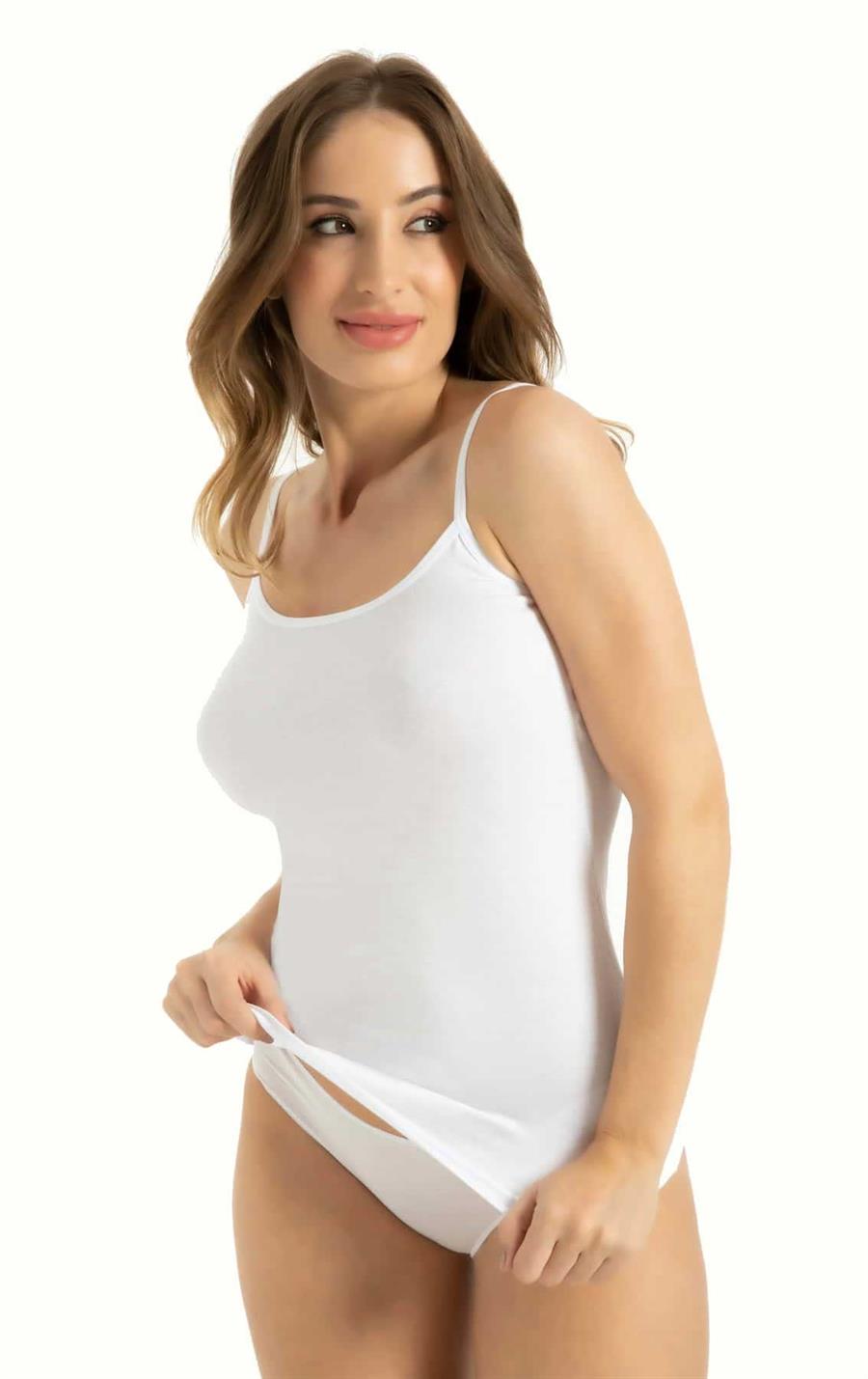 Q-En 700 Beyaz Bambu İp Askılı Atlet