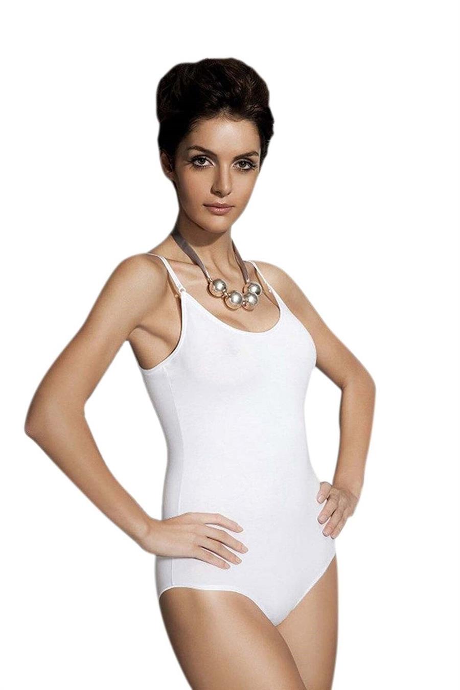 Q-En 702 Beyaz Bambu İp Askılı Çıtçıtlı Body