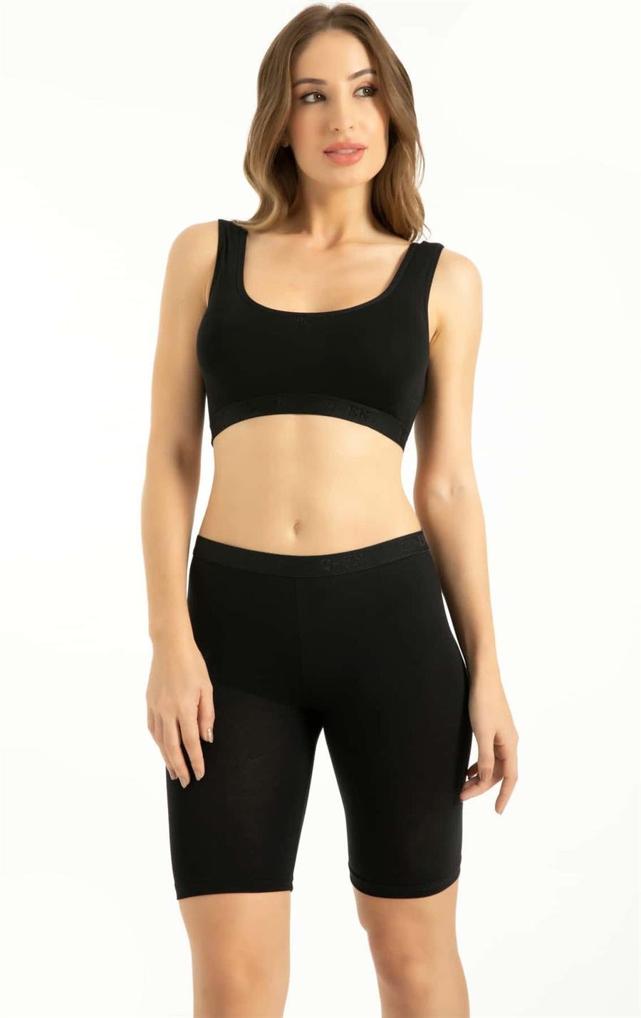 Q-En 800 Siyah Bambu Diz Üstü Tayt