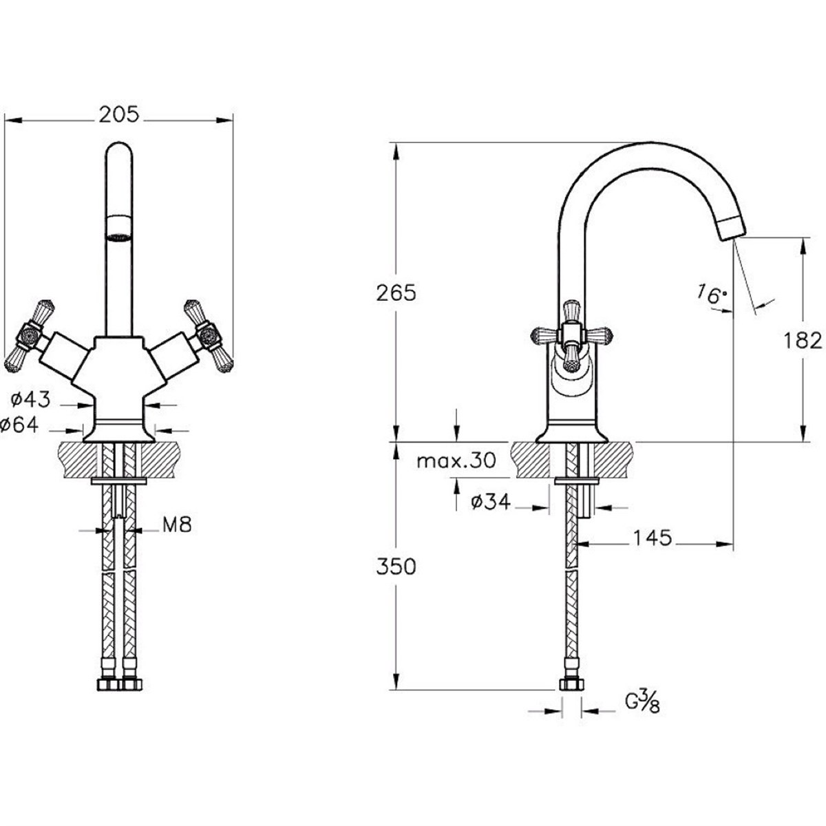 Artema Juno Swarovski Lavabo Bataryası Krom