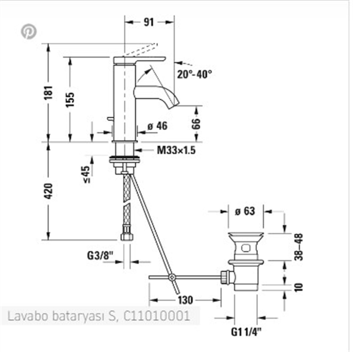 Duravit C1 Lavabo bataryası Small