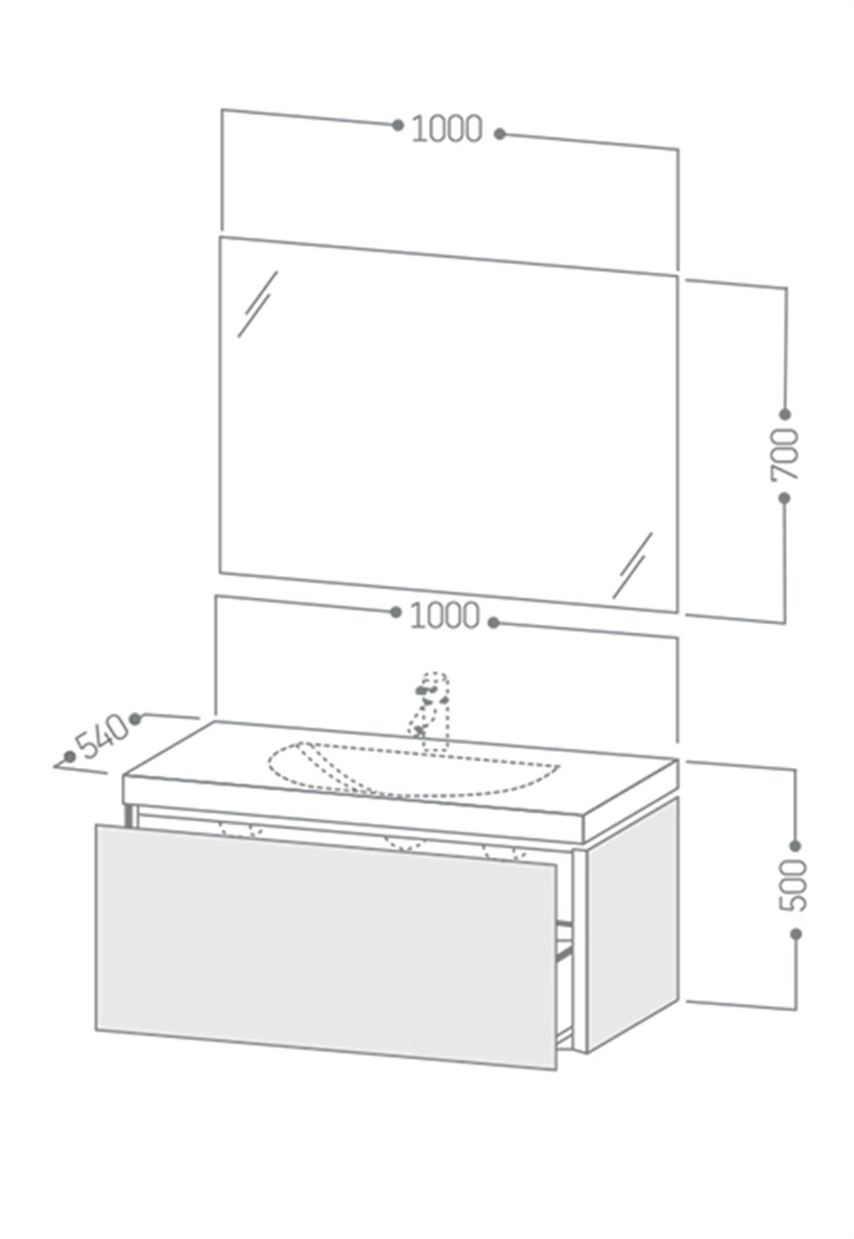 Duravit Darling New C-Bonded 100cm Tek Çekmeceli Dolap + Ayna + Lavabo + Batarya