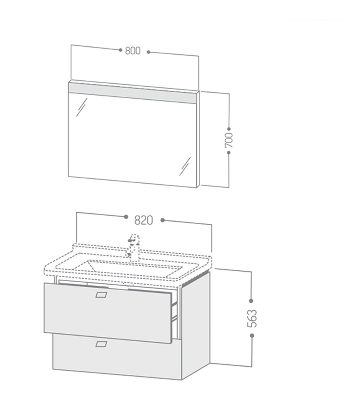 Duravit Starck 3 + Brioso 80cm Çift Çekmeceli Dolap + Ayna + Lavabo + Batarya