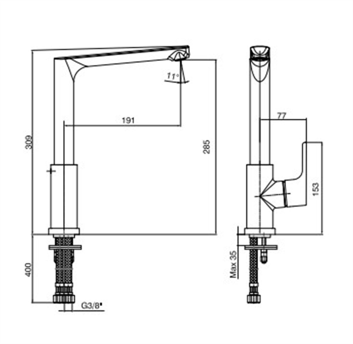 Eca Luna Dokunmatik Eviye Bataryası Krom