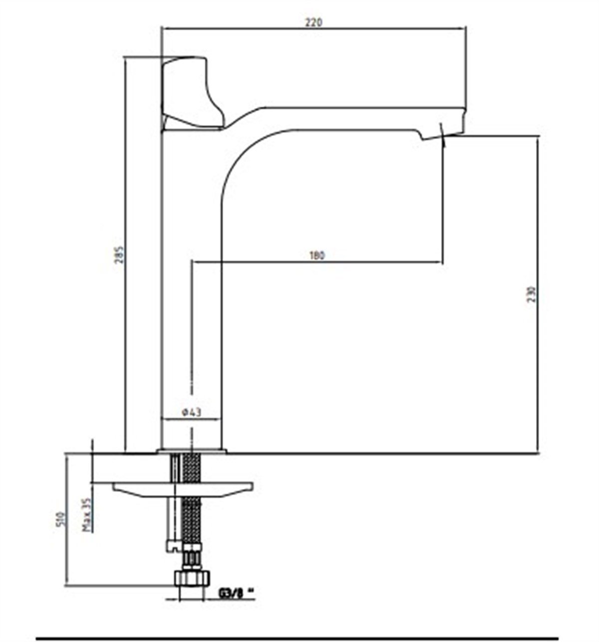 Eca Myra Yüksek Tip Lavabo BataryasıSiyah