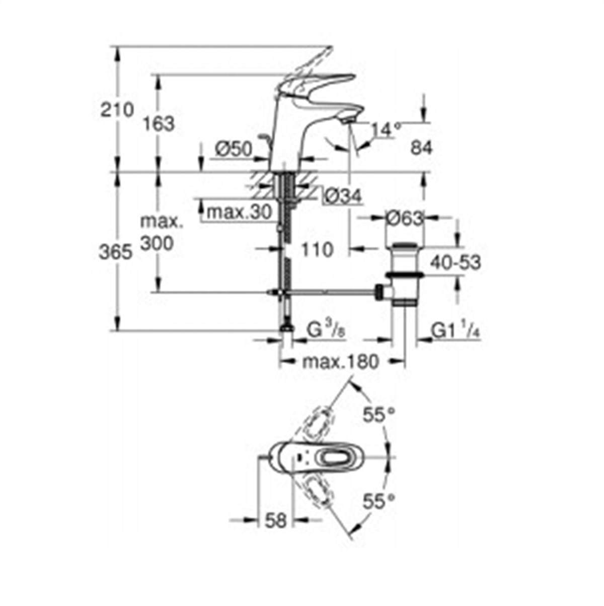 Eurostyle Tek kumandalı lavabo bataryası S-Boyut
