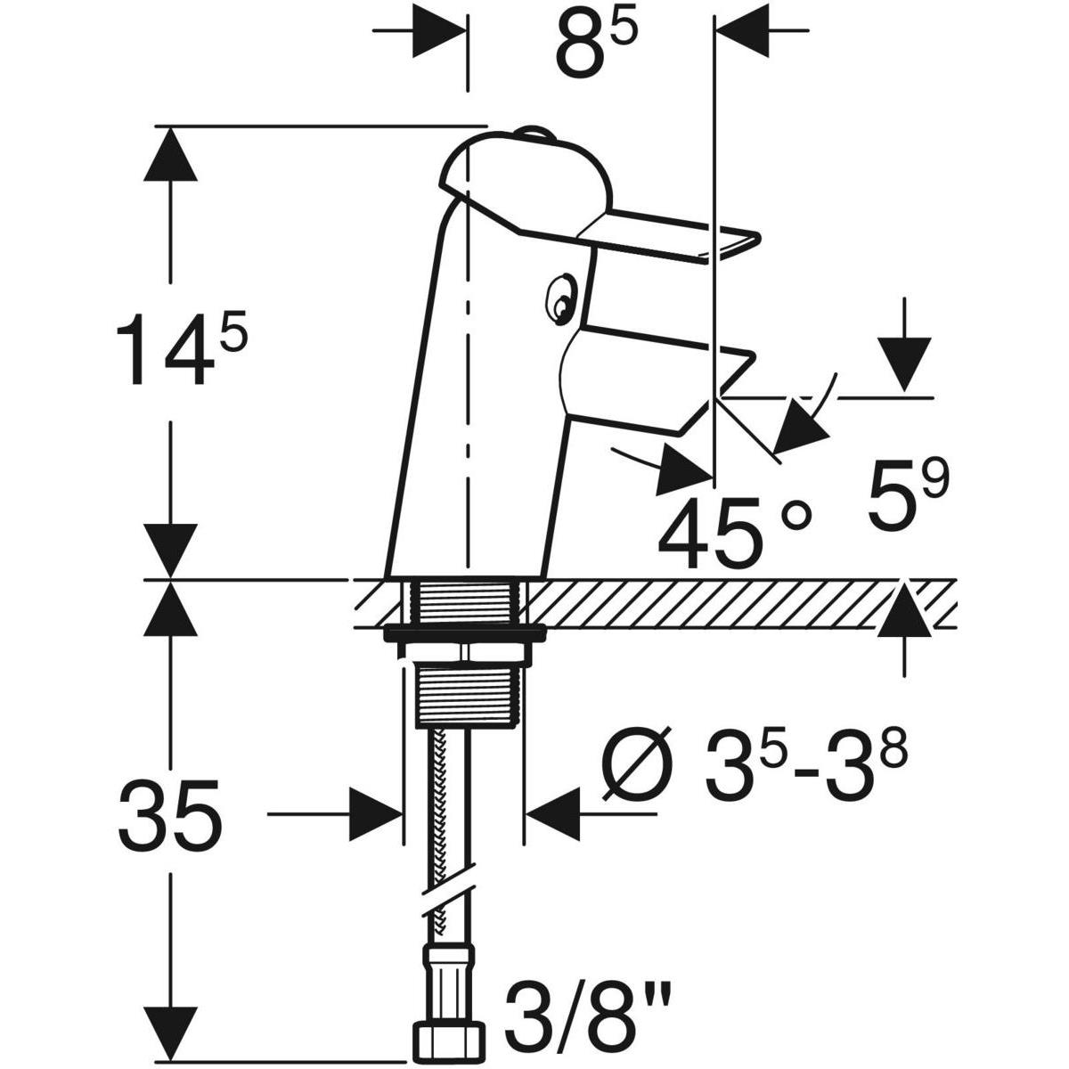 Geberit Bambini Lavabo Bataryası - Tek Kumandalı, Parlak Krom - 116.207.21.1