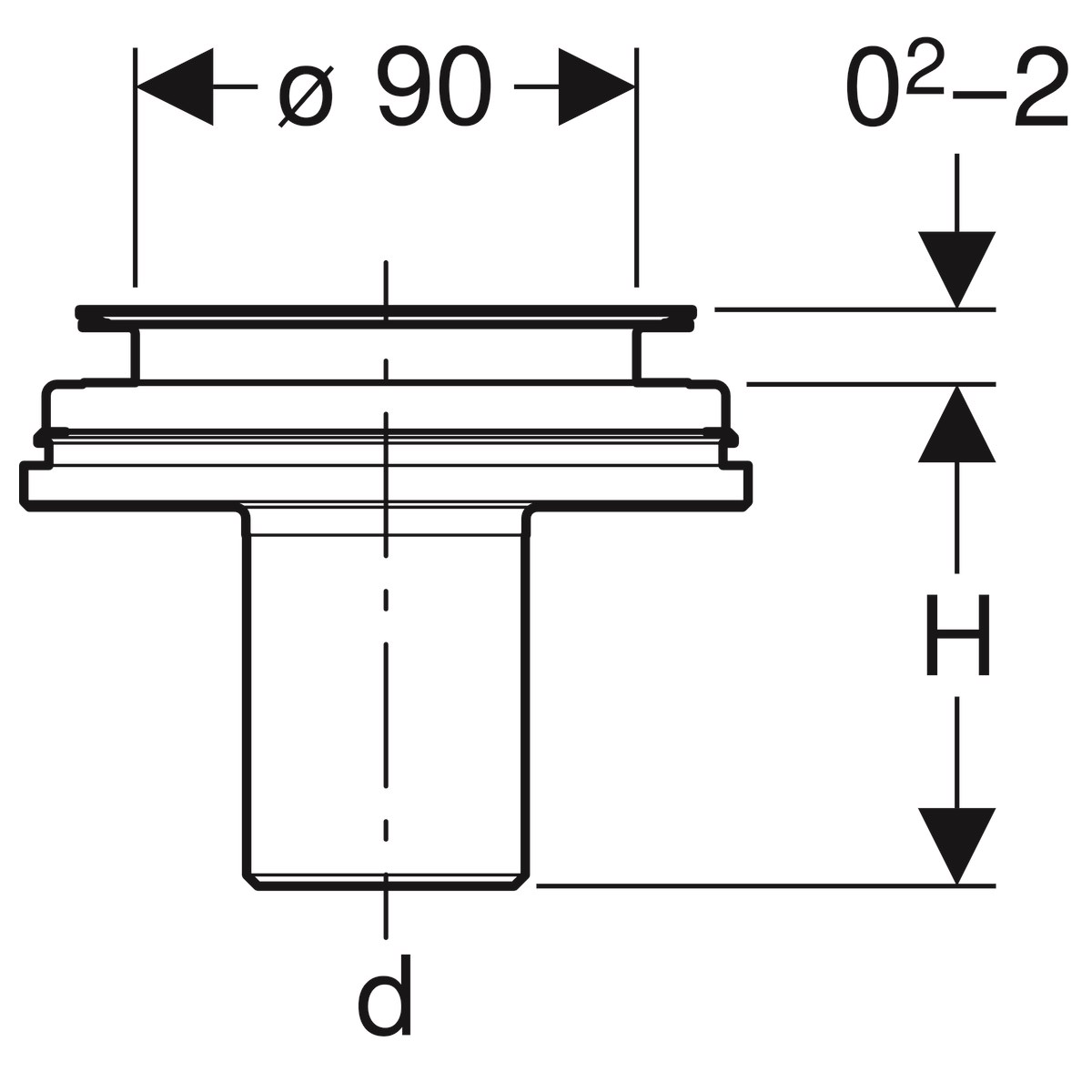 Geberit Duş Tropleni, 90 mm Alttan Çıkışlı