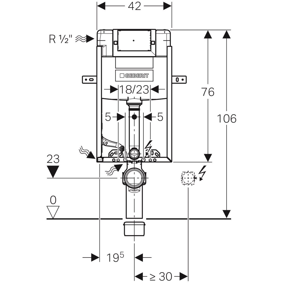 Geberit Gömme Rezervuar Omega 12cm Kombifix106cm