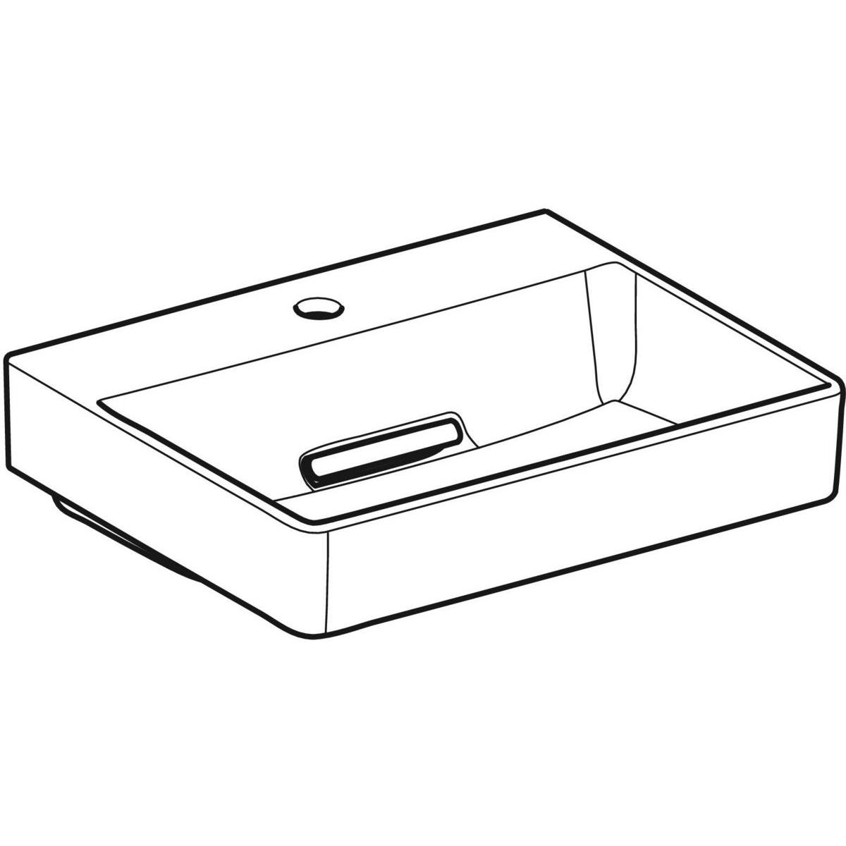 Geberit ONE çanak lavabo, yatay çıkışlı, 50x40 cm, batarya delikli, KeraTech® - 505.024.00.1