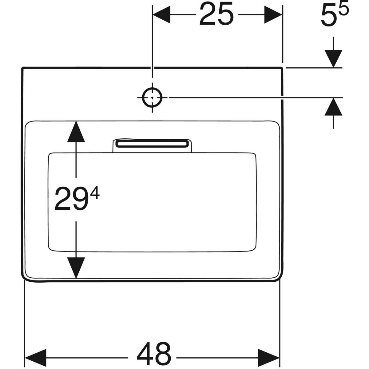 Geberit ONE çanak lavabo, yatay çıkışlı, 50x40 cm, batarya delikli, KeraTech® - 505.024.00.1