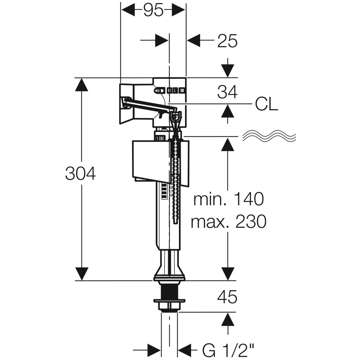 Geberit Şamandıra (Flatör) 1/2 Typ 340 alttan giriş