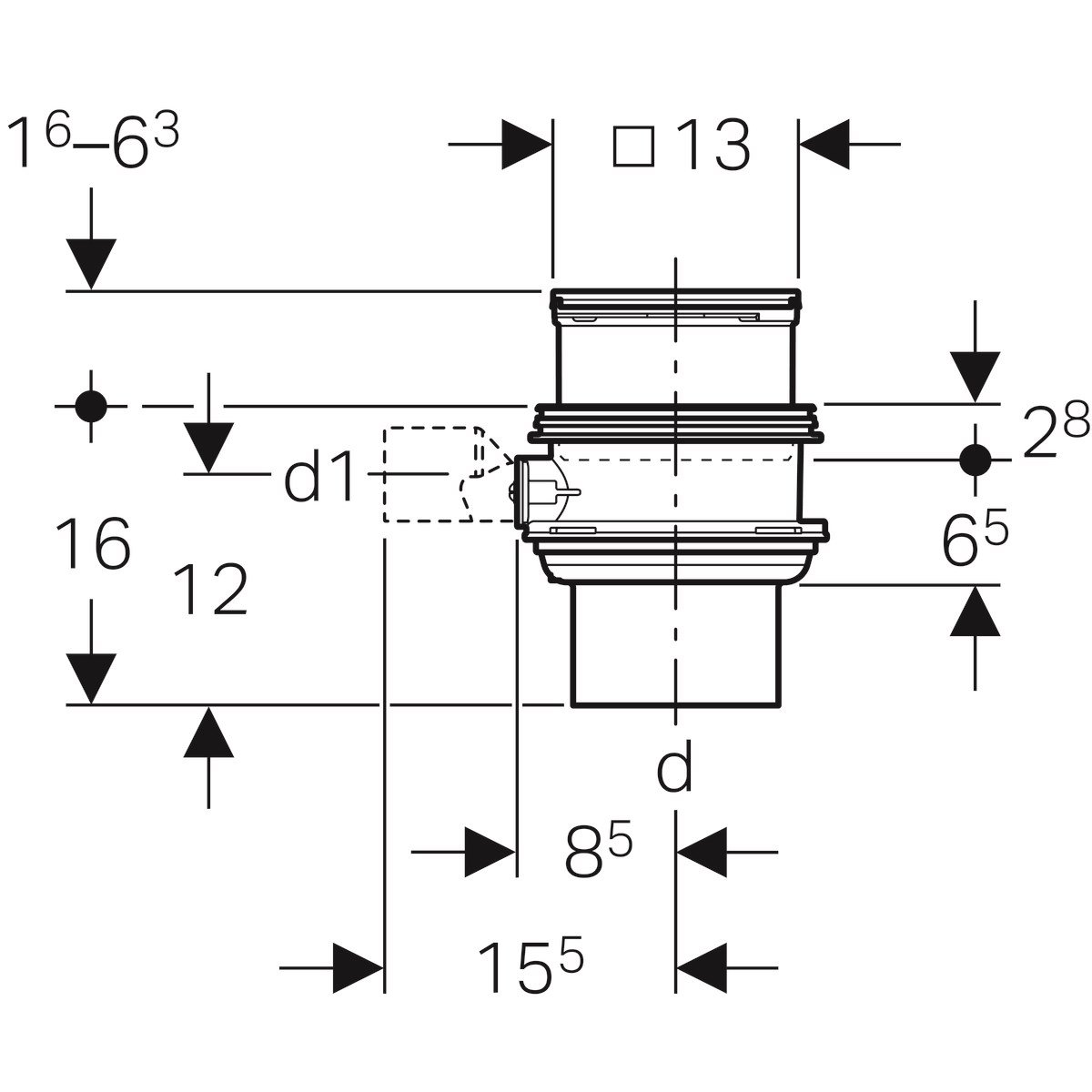 Geberit Varino Yer Süzgeci Alttan Çıkışlı 110mm