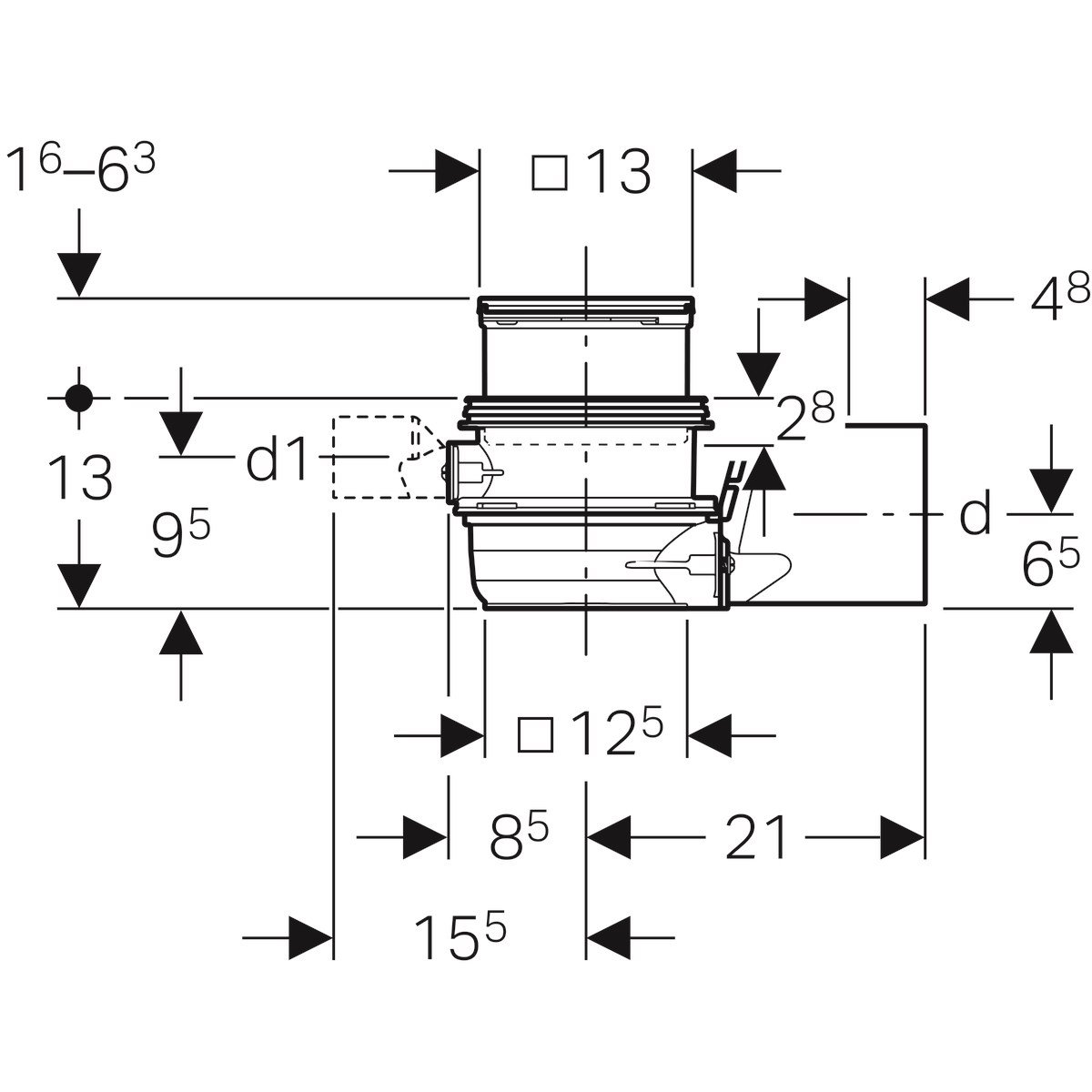 Geberit Varino Yer Süzgeci Yadan Çıkışlı 110mm