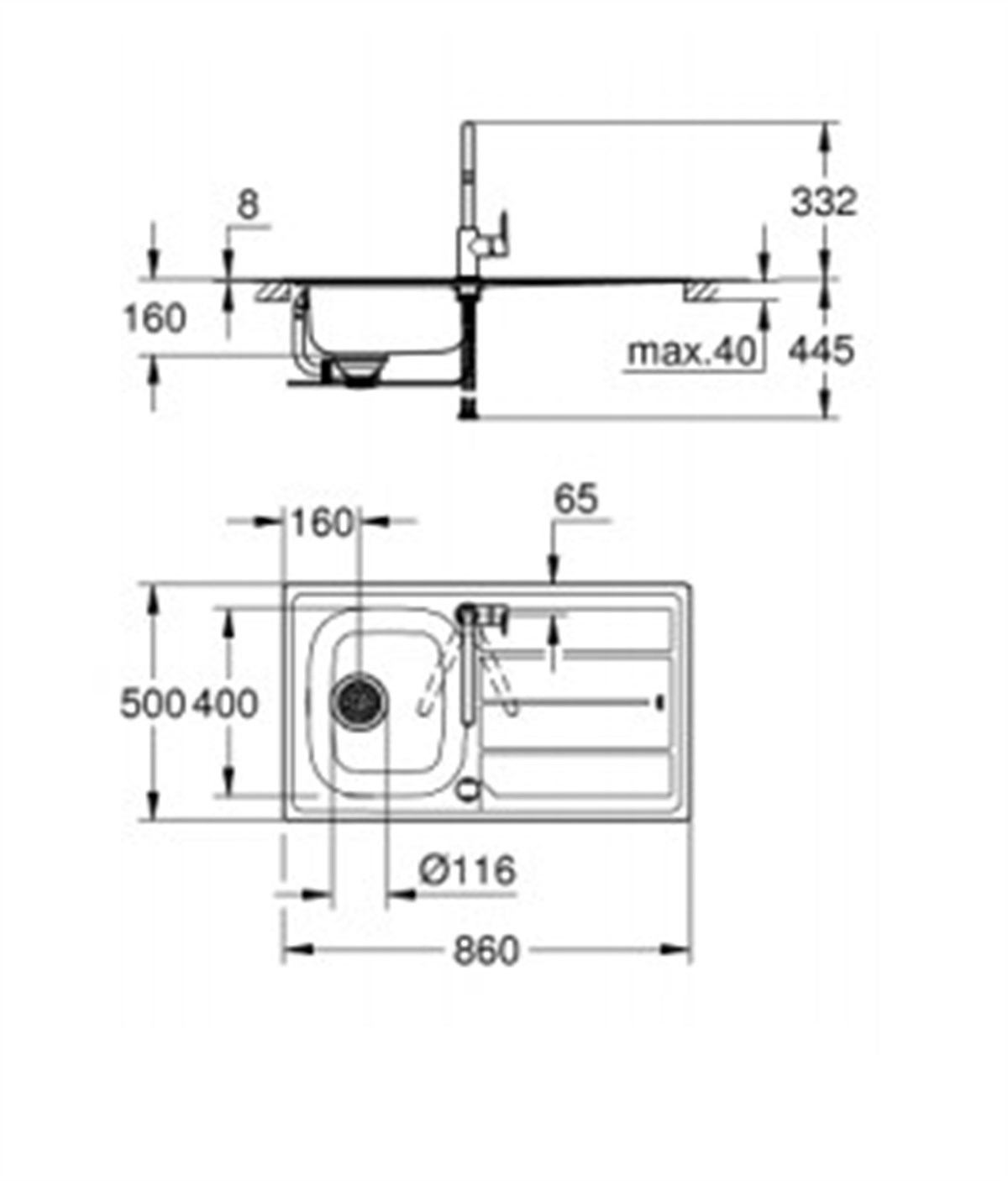 Grohe Bau Eviye ve batarya seti