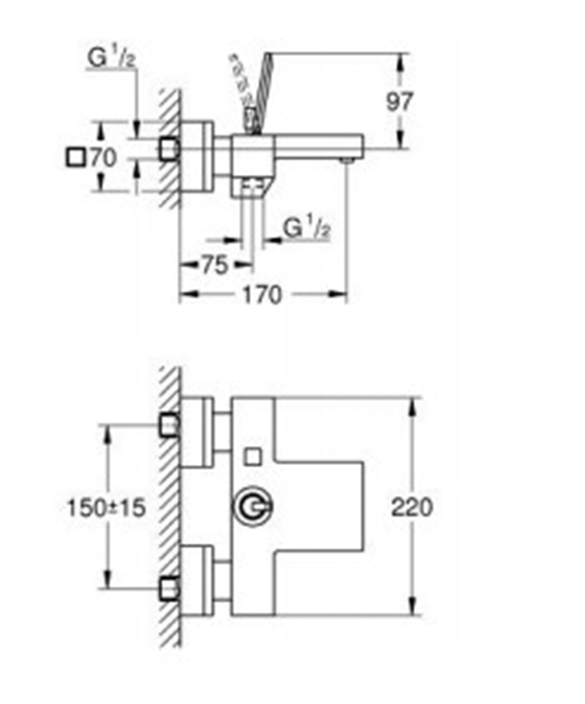 Grohe Eurocube Joy Tek kumandalı Banyo Bataryası